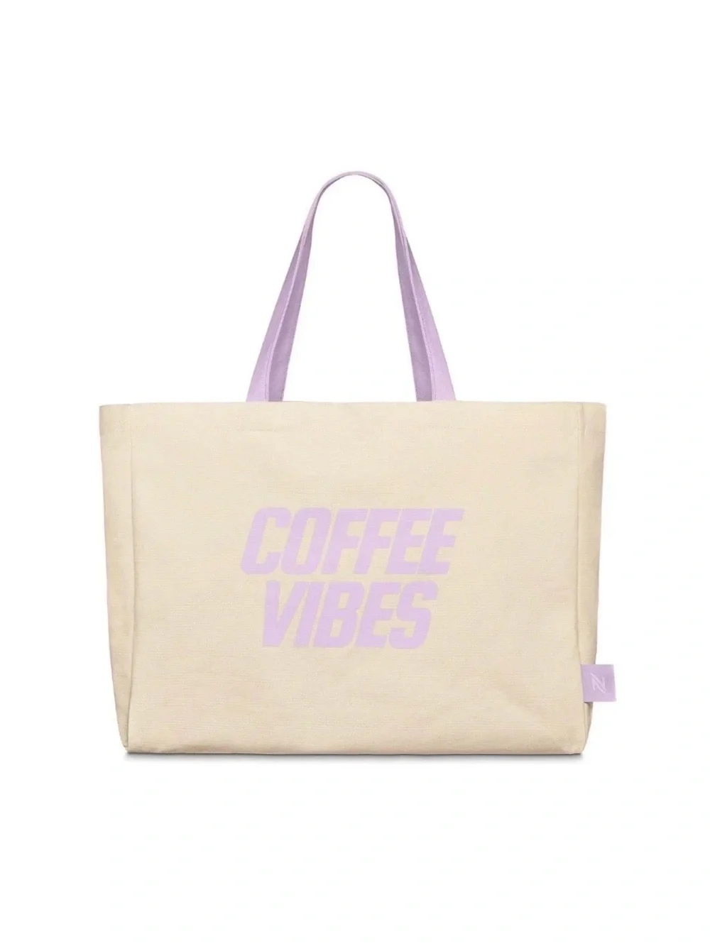Nespresso Coffee Vibes Canvas Tote Bag - Lavender Cream Handles Limited Edition